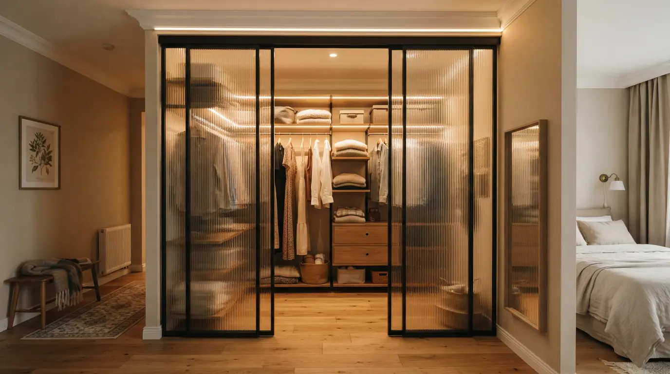 Разделить кухню и гостиную раздвижной перегородкой: пример 7